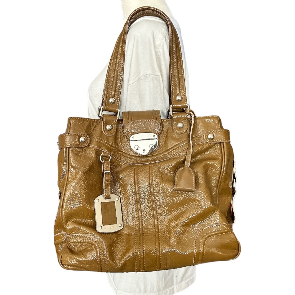 VIA REPUBBLICA golden mustard patent leather bag, made in Italy, NWOT